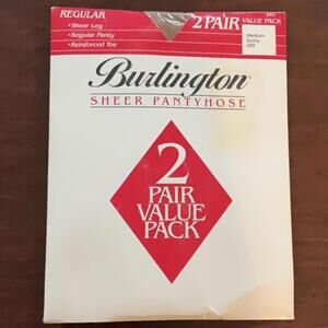 vintage Burlington Sheer Pantyhose 2 Pair sunny nylons sz M